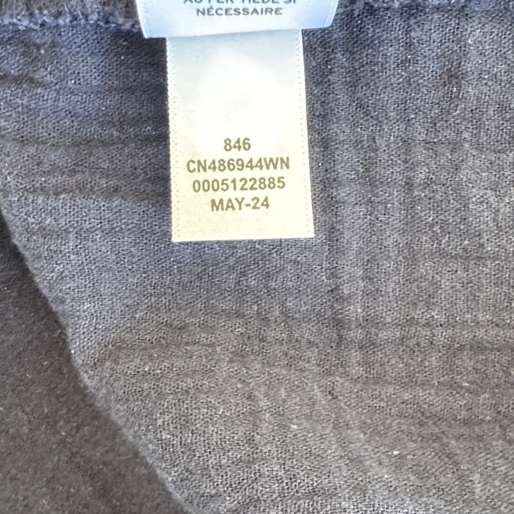 Women's Caslon 2x Navy Muslin Blouse with 3/4 button front & balloon sleeve - Picture 7 of 7